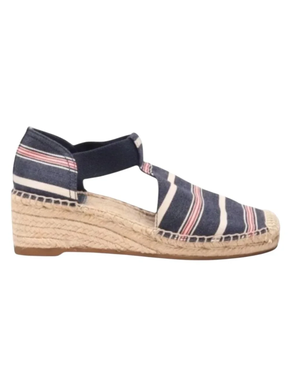 Tory Burch Catalina 3 50mm Espadrille Striped Canvas/Elastic Size 8